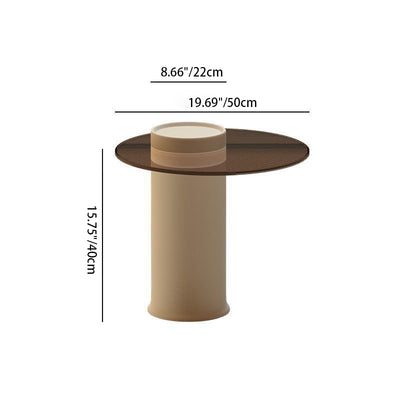 Contemporary Nordic Round Stone Slab Carbon Steel Coffee Table Set 1-Tier For Living Room