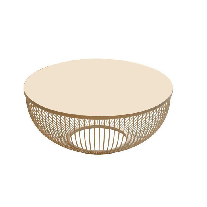 Contemporary Nordic Round Stone Slab Carbon Steel Coffee Table Set 1-Tier For Living Room