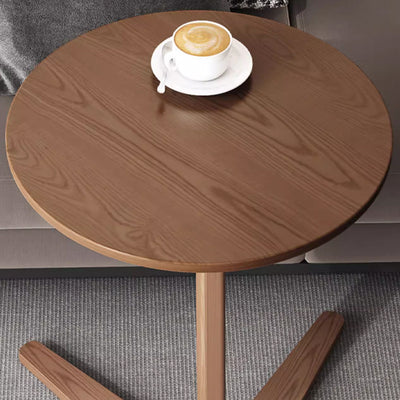 Modern Minimalist Round V-Shaped Oak Side Table 1-Tier For Living Room