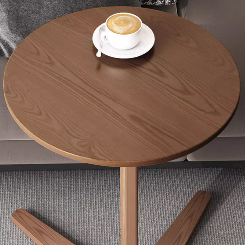 Modern Minimalist Round V-Shaped Oak Side Table 1-Tier For Living Room