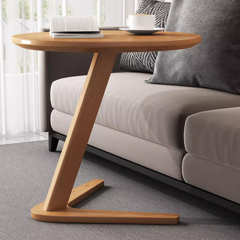 Modern Minimalist Round V-Shaped Oak Side Table 1-Tier For Living Room