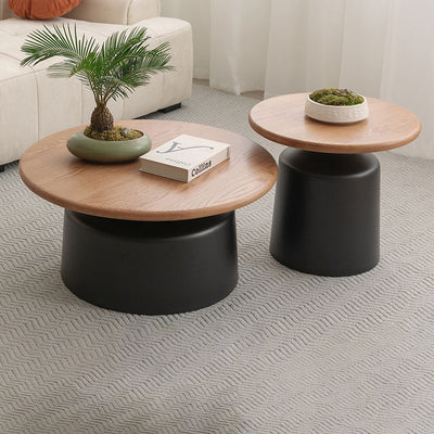 Contemporary Nordic Round MDF Carbon Steel Coffee Table 1-Tier For Living Room
