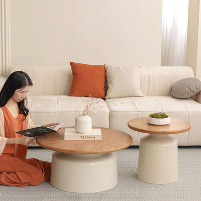 Contemporary Nordic Round MDF Carbon Steel Coffee Table 1-Tier For Living Room