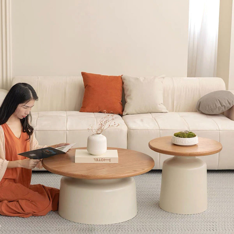 Contemporary Nordic Round MDF Carbon Steel Coffee Table 1-Tier For Living Room