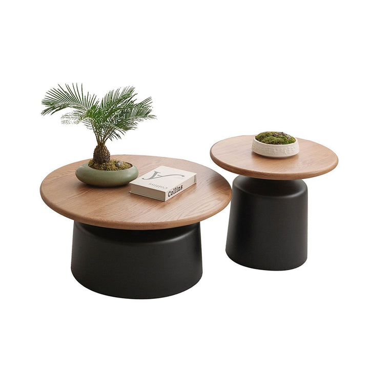 Zeitgenössischer nordischer runder MDF-Kohlenstoffstahl-Couchtisch 1-stufig für das Wohnzimmer 