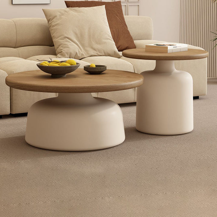 Table basse contemporaine nordique ronde en MDF et acier au carbone, 1 niveau, pour salon 
