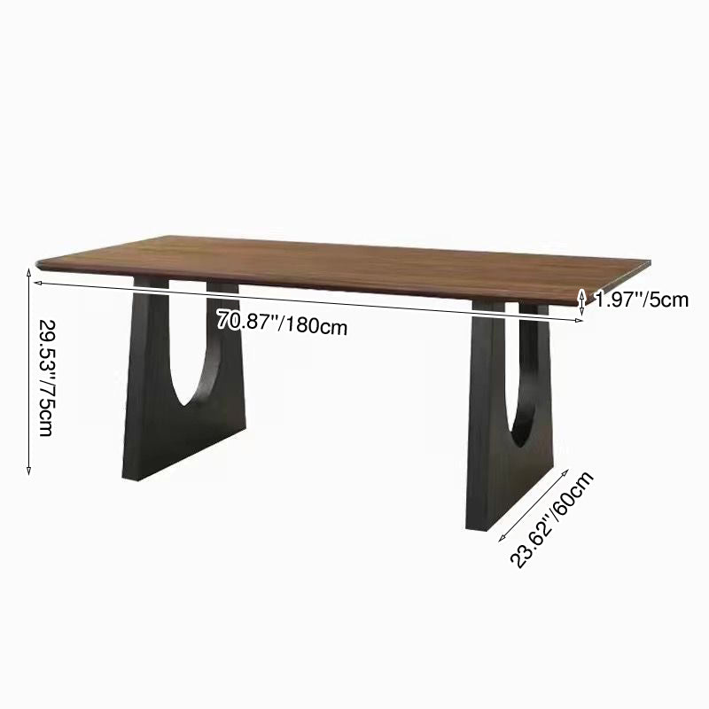 Table à manger rectangulaire moderne minimaliste en pin, fer forgé et acier au carbone, en forme de U, pour 6/8 places 