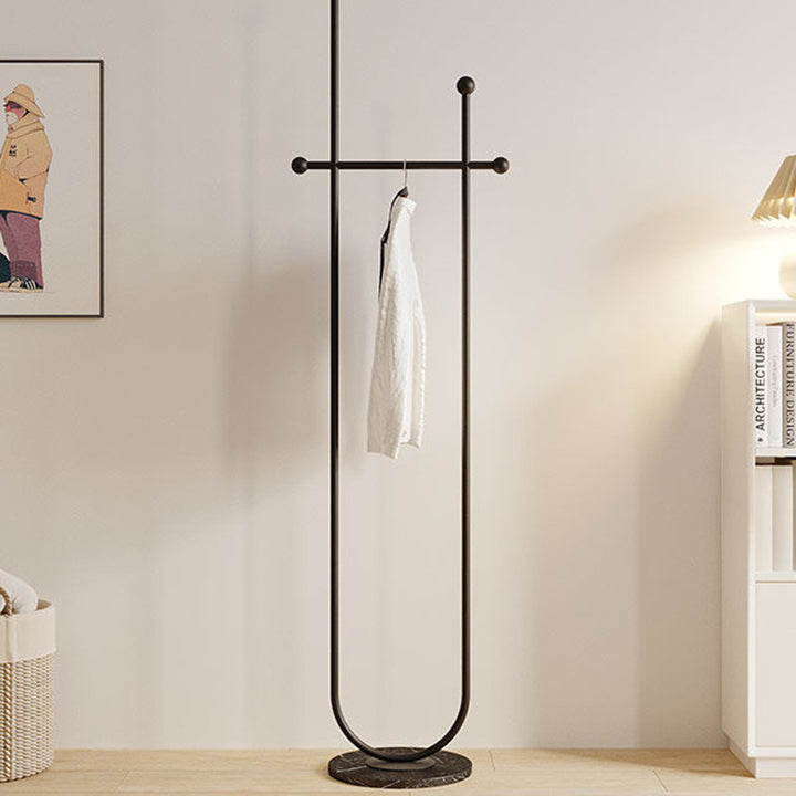 Moderner minimalistischer runder U-förmiger Schmiedeeisen-Steinplatten-Garderobenständer 1-Aufbewahrung für Schlafzimmer 