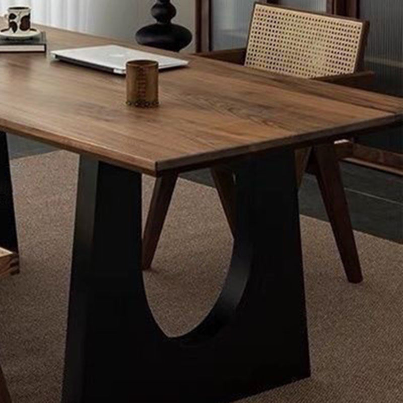 Table à manger rectangulaire moderne minimaliste en pin, fer forgé et acier au carbone, en forme de U, pour 6/8 places 