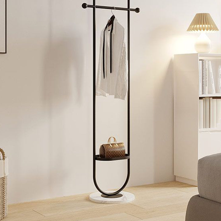 Moderner minimalistischer runder U-förmiger Schmiedeeisen-Steinplatten-Garderobenständer 1-Aufbewahrung für Schlafzimmer 