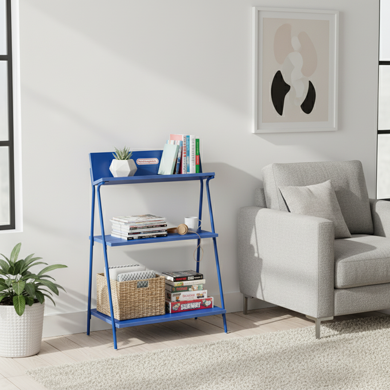 Moderner minimalistischer rechteckiger MDF-Ausstellungsregal aus Kohlenstoffstahl, 3-stufig, für das Wohnzimmer 