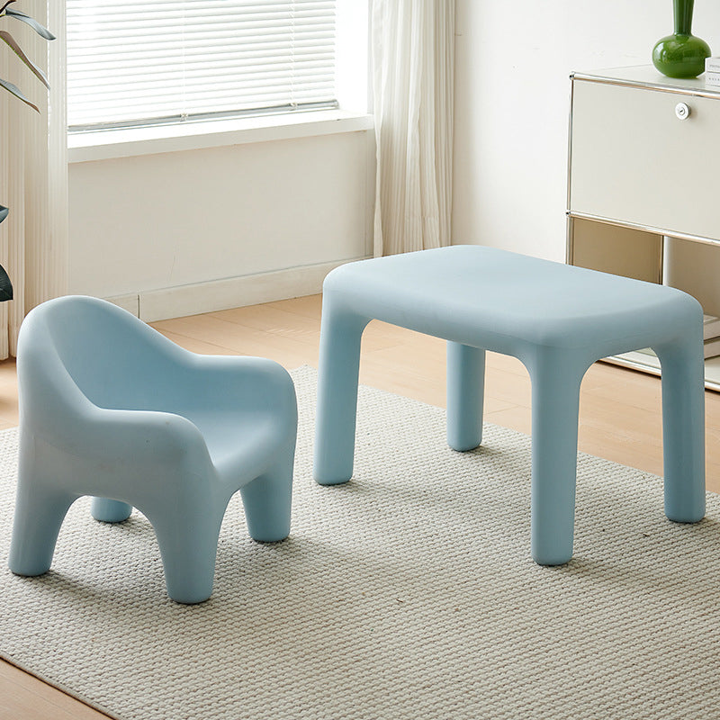 Rectangular Shape Chair Modern Minimalist Rectangular PE Kids Desk & Chair Set For Bedroom & L ...