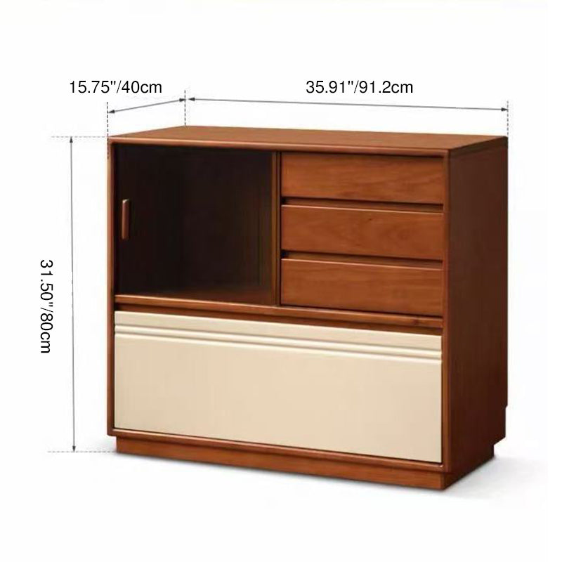 Modern Minimalist Boxwood Solid Wood Rectangular Storage Cabinet With 4-Drawer For Living Room