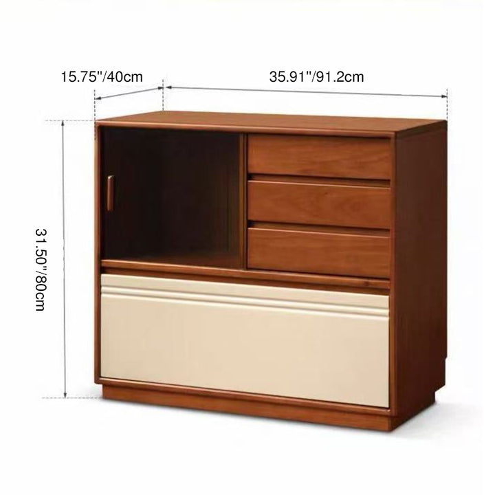 Modern Minimalist Boxwood Solid Wood Rectangular Storage Cabinet With 4-Drawer For Living Room
