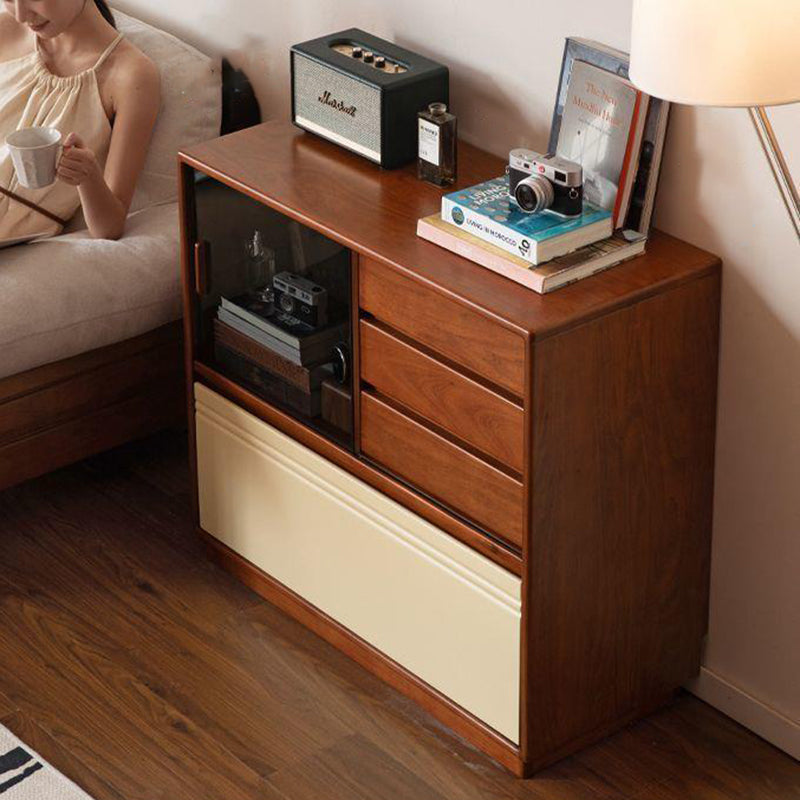 Modern Minimalist Boxwood Solid Wood Rectangular Storage Cabinet With 4-Drawer For Living Room