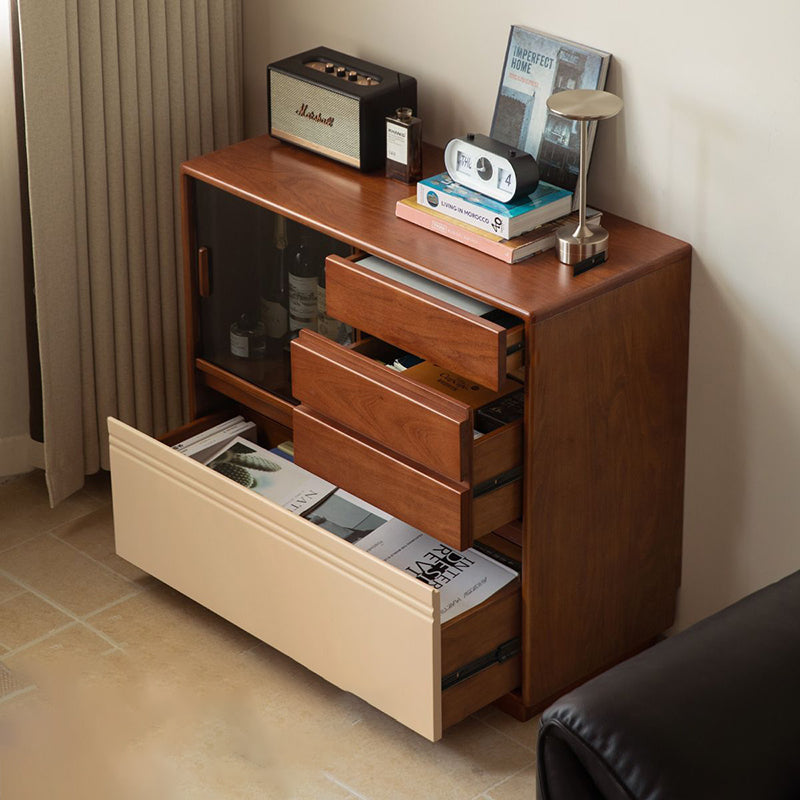Modern Minimalist Boxwood Solid Wood Rectangular Storage Cabinet With 4-Drawer For Living Room