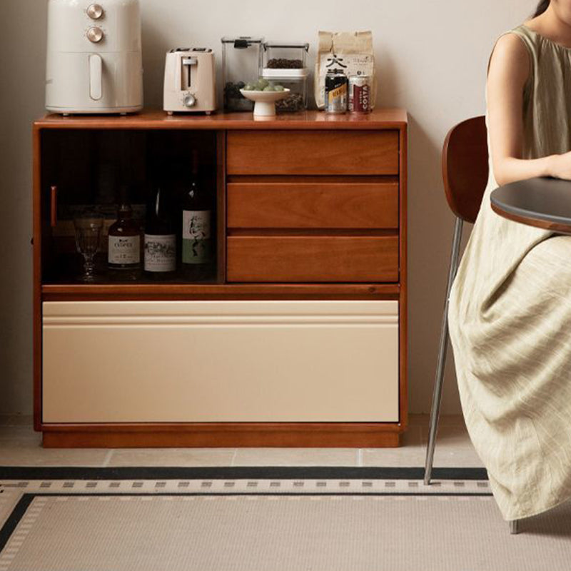 Modern Minimalist Boxwood Solid Wood Rectangular Storage Cabinet With 4-Drawer For Living Room