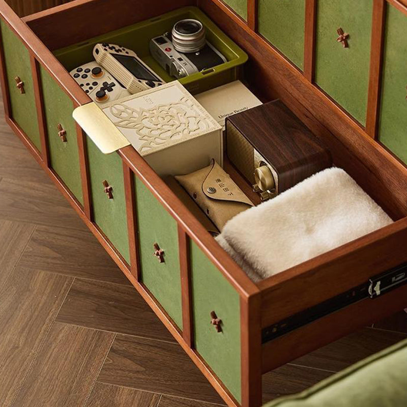 Meuble de rangement rectangulaire en bois de cerisier au style rétro contemporain avec 4 tiroirs pour salon 