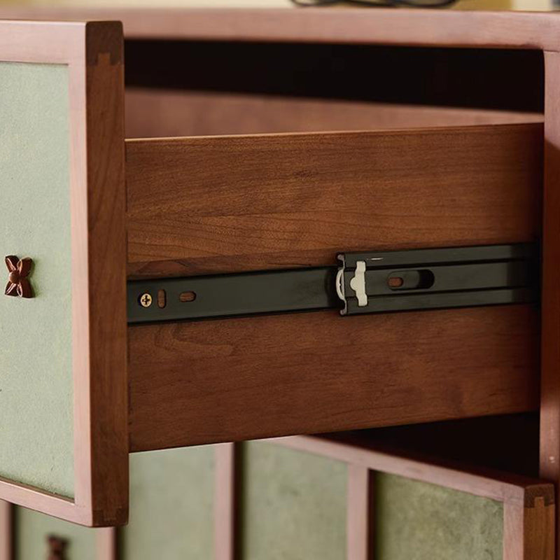 Meuble de rangement rectangulaire en bois de cerisier au style rétro contemporain avec 4 tiroirs pour salon 