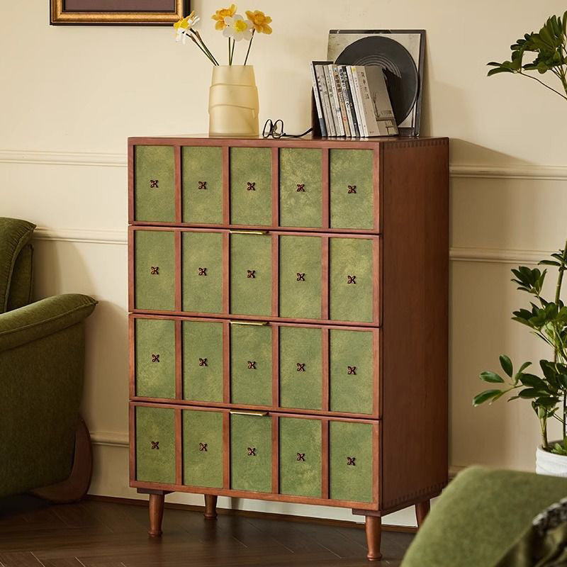 Meuble de rangement rectangulaire en bois de cerisier au style rétro contemporain avec 4 tiroirs pour salon 