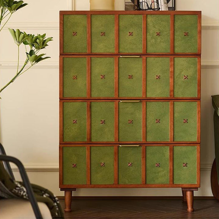Meuble de rangement rectangulaire en bois de cerisier au style rétro contemporain avec 4 tiroirs pour salon 
