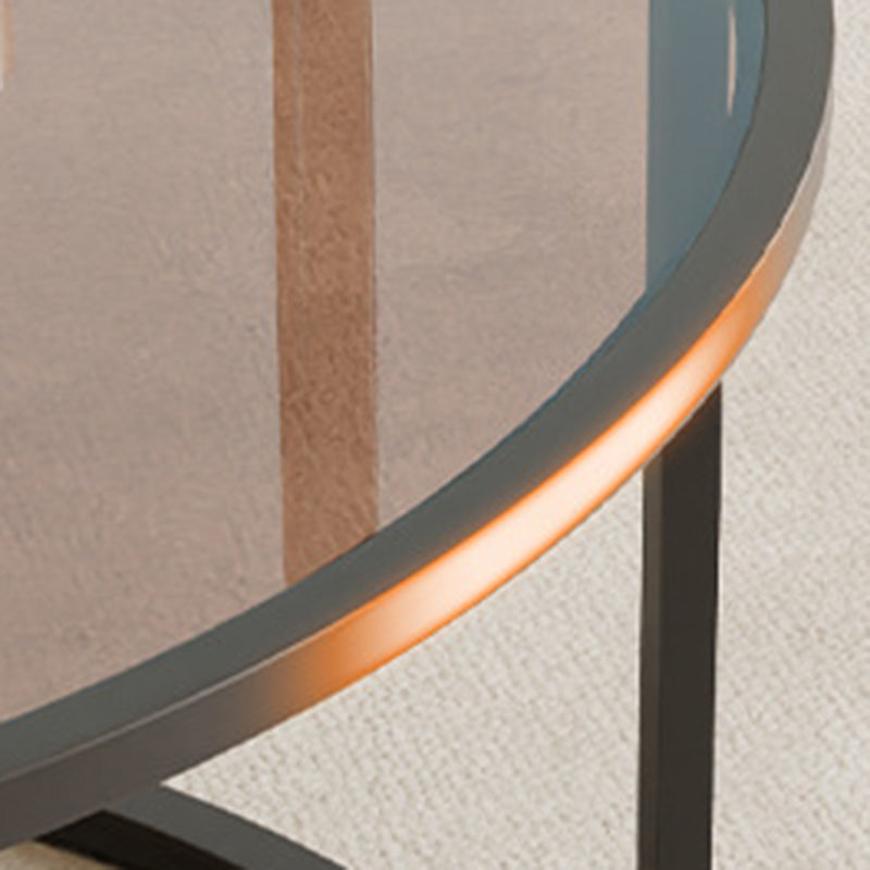 Modern Minimalist Tempered Glass Iron Round Nesting Coffee Table Set For Living Room