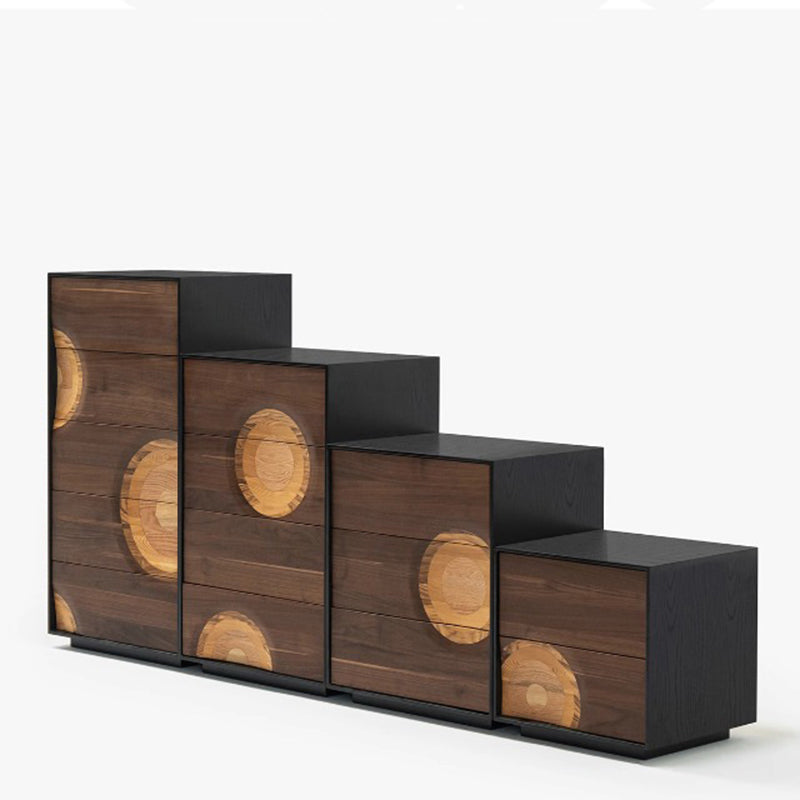 Meuble de rangement rectangulaire contemporain en bois massif créatif avec 2/3/4/5 tiroirs pour salon 