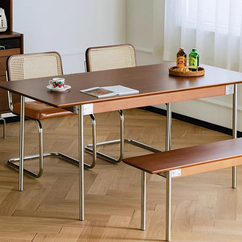 Mesa de comedor rectangular moderna minimalista de pino y acero inoxidable para 4/6/8 asientos 