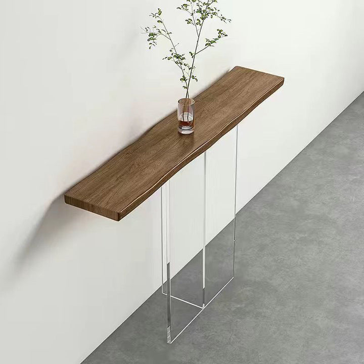 Table console rectangulaire moderne minimaliste en bois de pin et acrylique pour entrée 