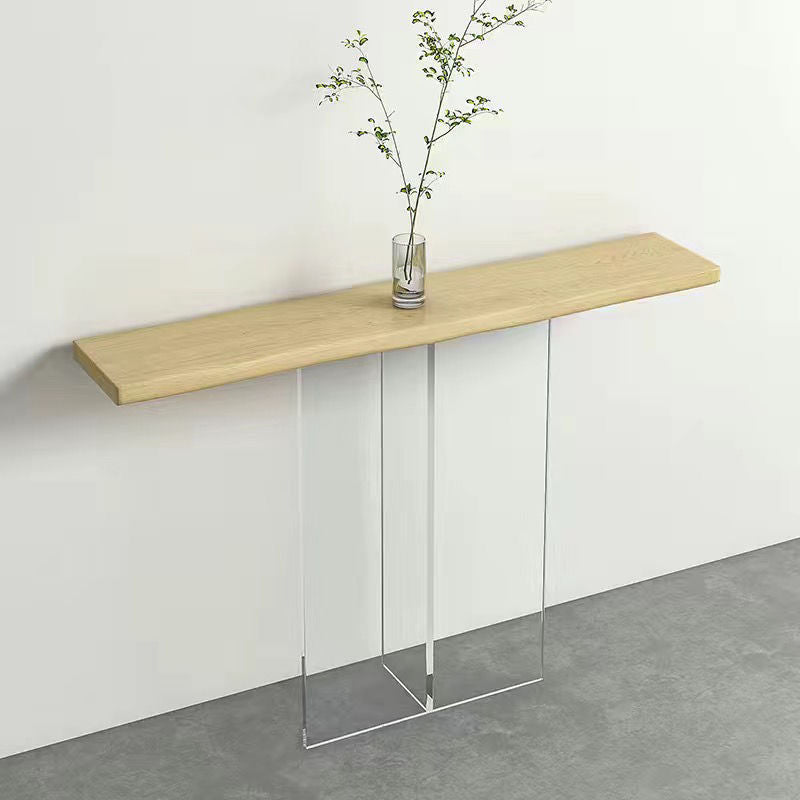Table console rectangulaire moderne minimaliste en bois de pin et acrylique pour entrée 