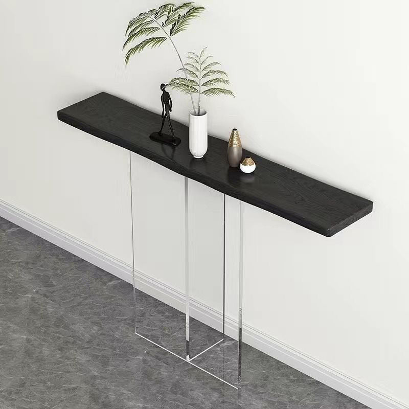 Table console rectangulaire moderne minimaliste en bois de pin et acrylique pour entrée 