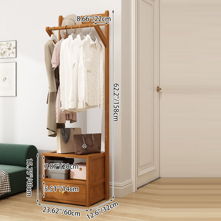 Moderner minimalistischer rechteckiger Flurbaum aus Bambus &amp; MDF mit 1-Schrank 2-stufiger Aufbewahrung für Schlafzimmer &amp; Wohnzimmer 