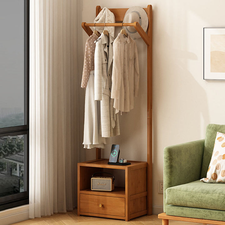Moderner minimalistischer rechteckiger Flurbaum aus Bambus &amp; MDF mit 1-Schrank 2-stufiger Aufbewahrung für Schlafzimmer &amp; Wohnzimmer 