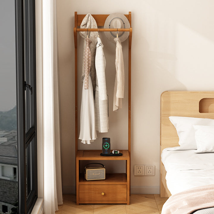 Moderner minimalistischer rechteckiger Flurbaum aus Bambus &amp; MDF mit 1-Schrank 2-stufiger Aufbewahrung für Schlafzimmer &amp; Wohnzimmer 