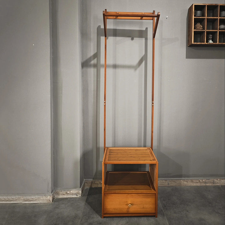 Moderner minimalistischer rechteckiger Flurbaum aus Bambus &amp; MDF mit 1-Schrank 2-stufiger Aufbewahrung für Schlafzimmer &amp; Wohnzimmer 