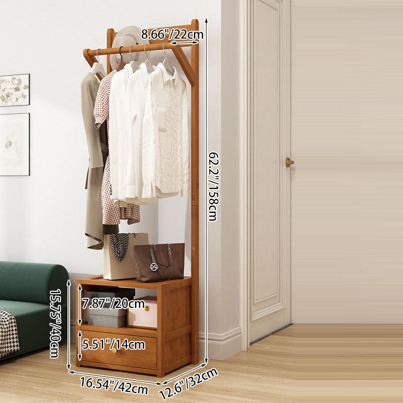 Moderner minimalistischer rechteckiger Flurbaum aus Bambus &amp; MDF mit 1-Schrank 2-stufiger Aufbewahrung für Schlafzimmer &amp; Wohnzimmer 