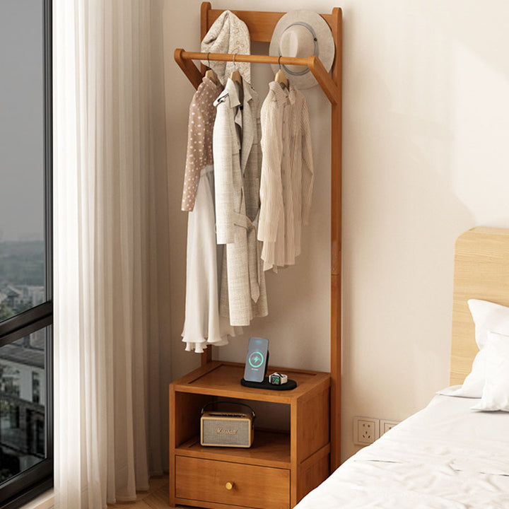 Moderner minimalistischer rechteckiger Flurbaum aus Bambus &amp; MDF mit 1-Schrank 2-stufiger Aufbewahrung für Schlafzimmer &amp; Wohnzimmer 