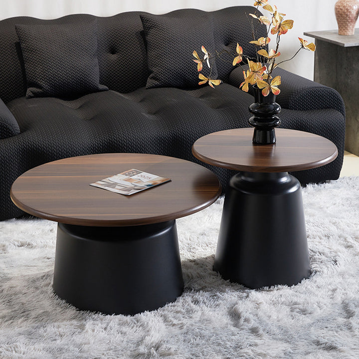 Moderner minimalistischer MDF- und Eisen-Runder-Nesting-Couchtisch-Set für das Wohnzimmer 