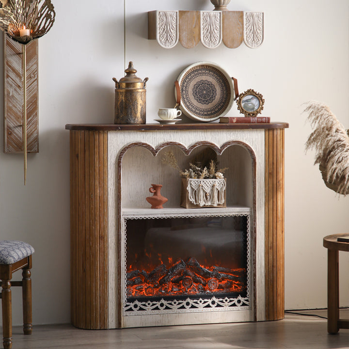 طاولة كونسول مستطيلة من الخشب الريفي التقليدي MDF مع نقوش كلاسيكية، تصميم بثلاثة مستويات لغرفة المعيشة 