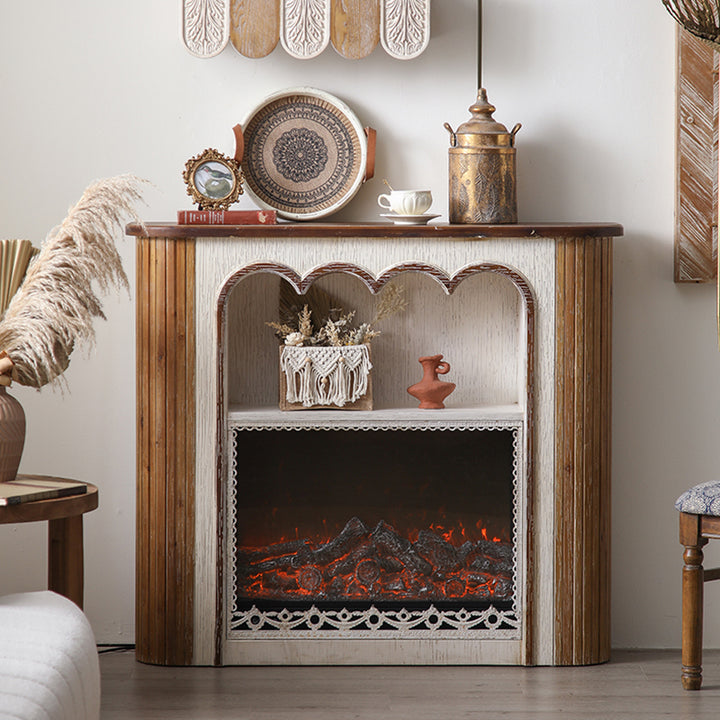 طاولة كونسول مستطيلة من الخشب الريفي التقليدي MDF مع نقوش كلاسيكية، تصميم بثلاثة مستويات لغرفة المعيشة 