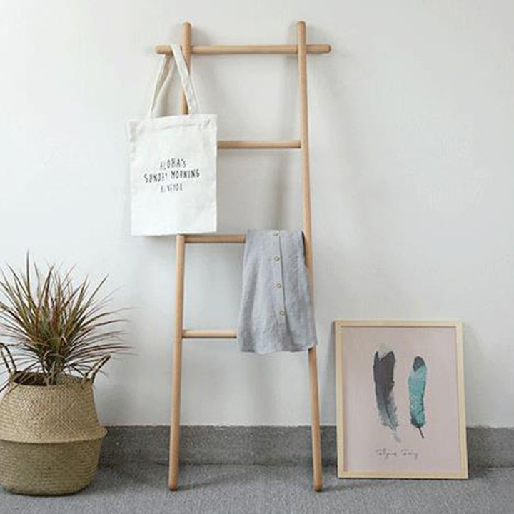 Árbol de pasillo de escalera de madera maciza minimalista moderna - Soporte de toallas y prendas estilo escalera para dormitorio y baño 