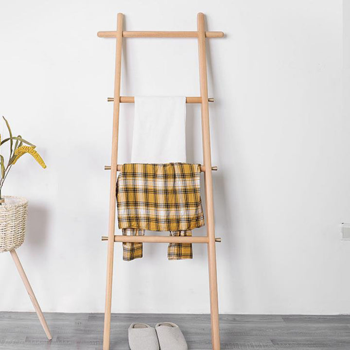 Árbol de pasillo de escalera de madera maciza minimalista moderna - Soporte de toallas y prendas estilo escalera para dormitorio y baño 