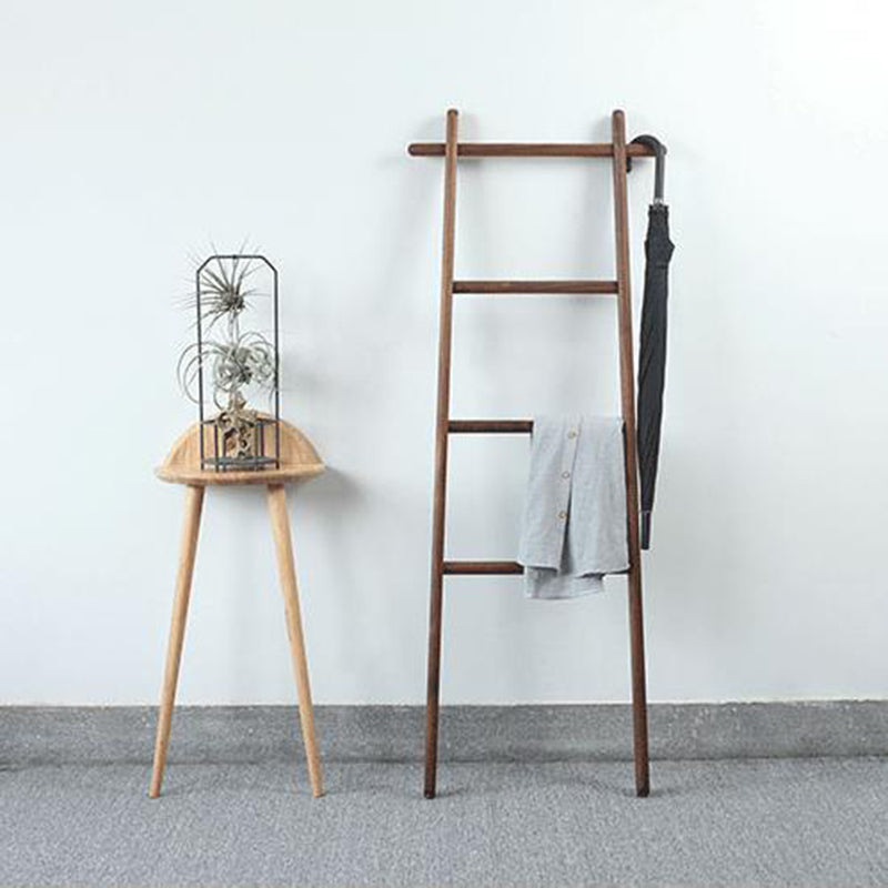 Modern Minimalist Solid Wood Ladder Hall Tree - Ladder-Style Towel &amp; Garment Stand For Bedroom &amp; Bathroom