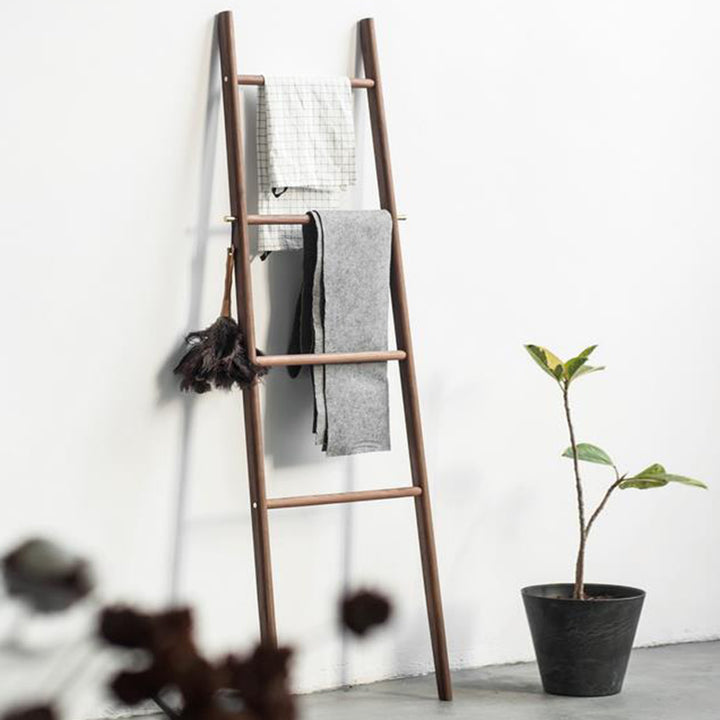 Árbol de pasillo de escalera de madera maciza minimalista moderna - Soporte de toallas y prendas estilo escalera para dormitorio y baño 
