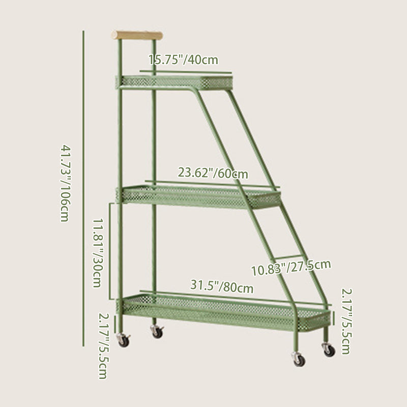 Modern Minimalist Wrought Iron Rectangular Movable Side Table With 2-Tier/3-Tier Design For Living Room &amp; Balcony