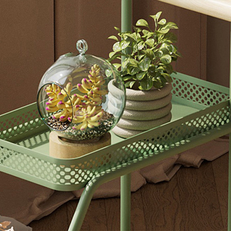 Modern Minimalist Wrought Iron Rectangular Movable Side Table With 2-Tier/3-Tier Design For Living Room &amp; Balcony