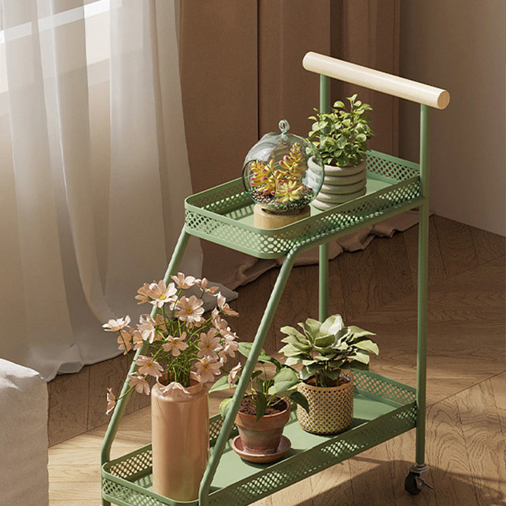 Modern Minimalist Wrought Iron Rectangular Movable Side Table With 2-Tier/3-Tier Design For Living Room &amp; Balcony
