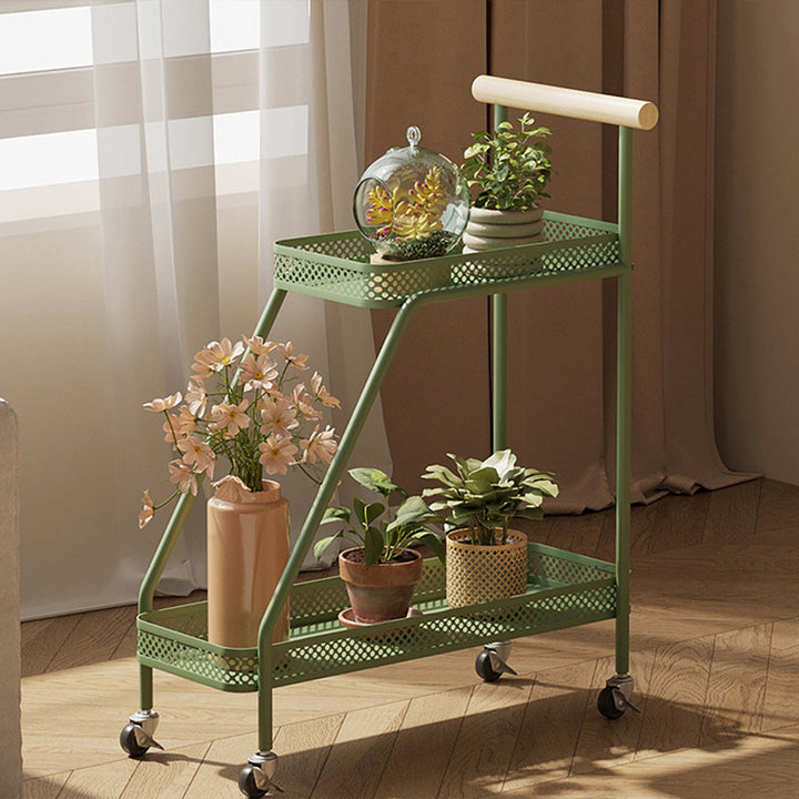 Modern Minimalist Wrought Iron Rectangular Movable Side Table With 2-Tier/3-Tier Design For Living Room &amp; Balcony