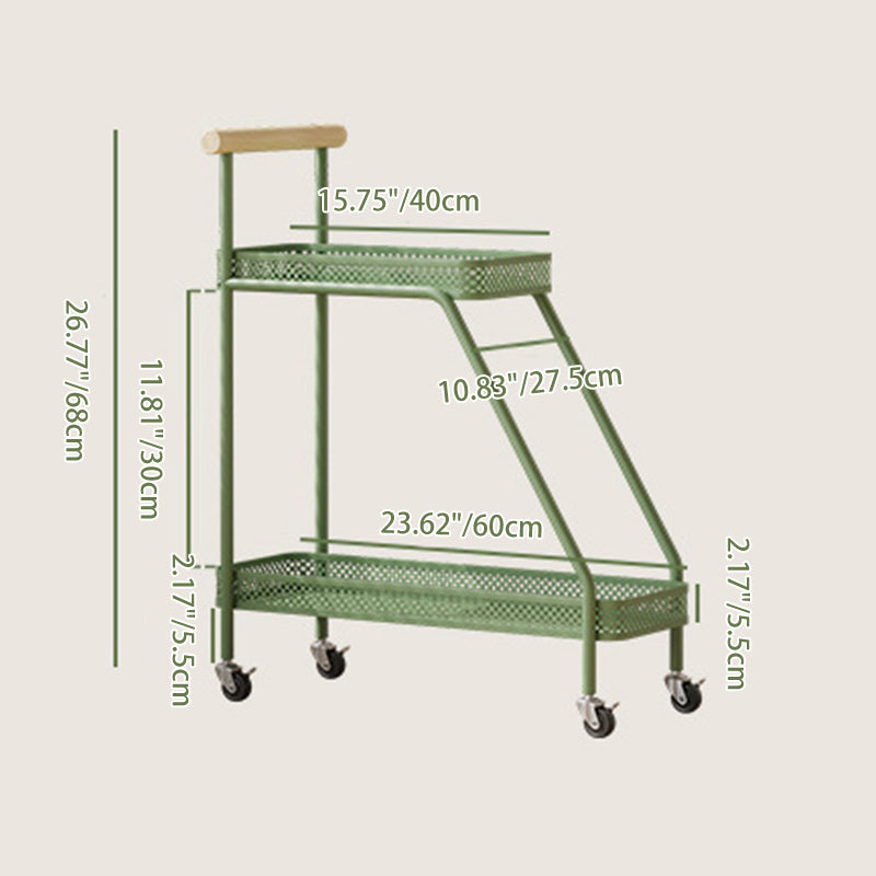Modern Minimalist Wrought Iron Rectangular Movable Side Table With 2-Tier/3-Tier Design For Living Room &amp; Balcony