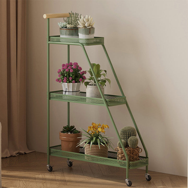 Modern Minimalist Wrought Iron Rectangular Movable Side Table With 2-Tier/3-Tier Design For Living Room &amp; Balcony